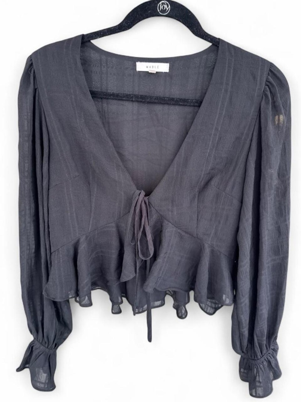 MARBLE black Tie-Front Blouse